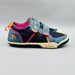 Plae Shoes Girls 13 Blue Pink Orange Mesh Suede Ty Hook & Loop Athletic Sneakers